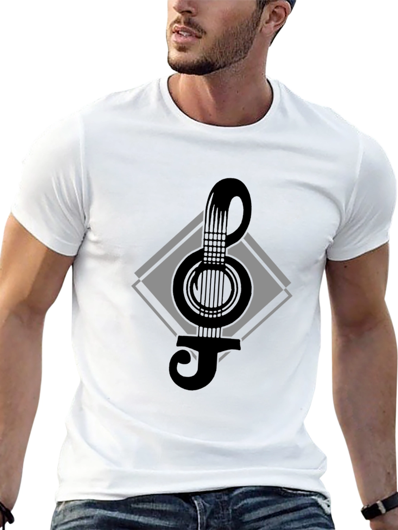 Musical Treble Clef Guitar Graphic Tee