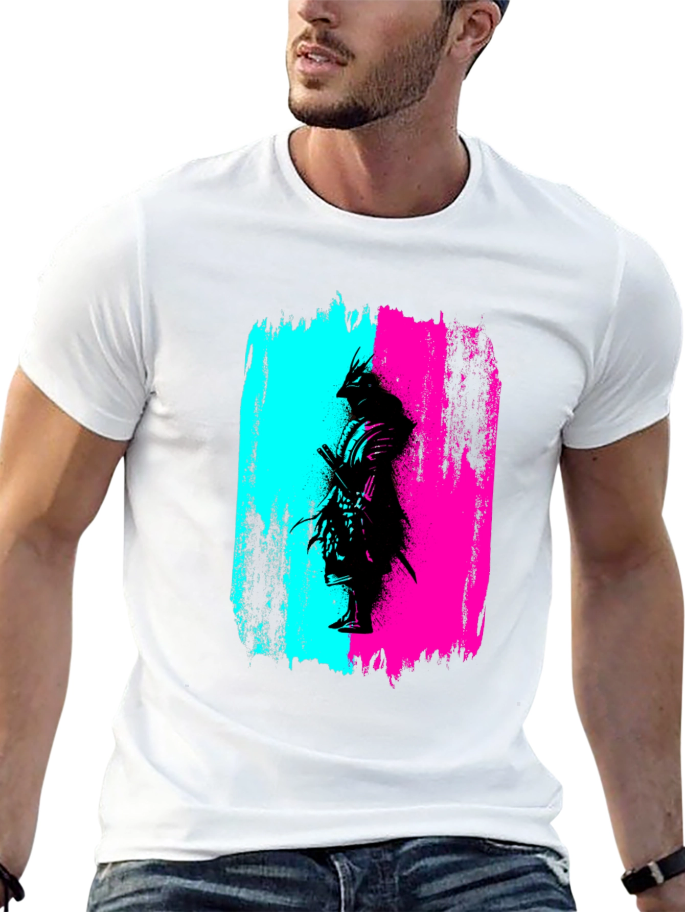 Samurai Graphic Print T-Shirt - Black
