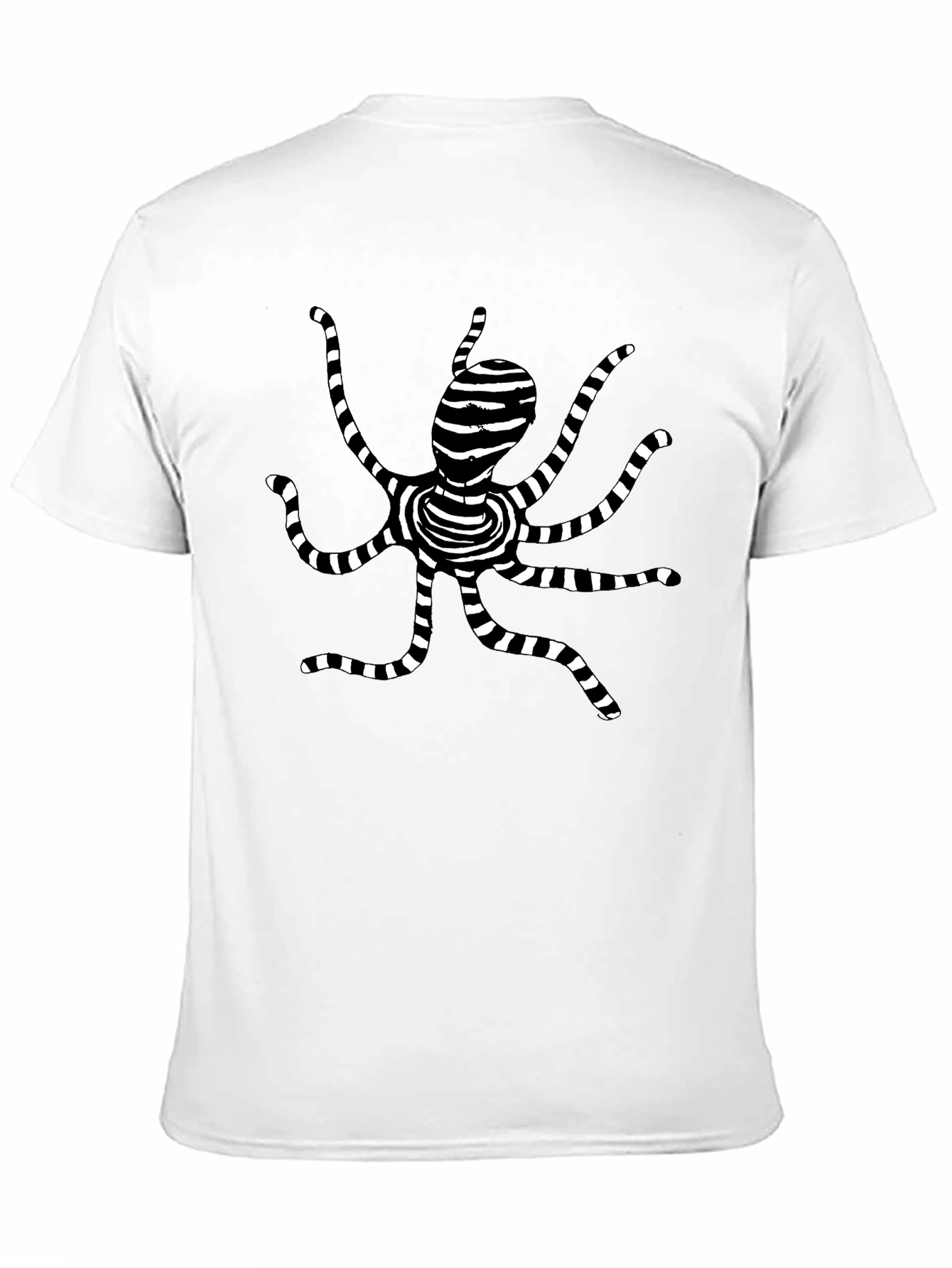 Stripped Octopus Graphic Tee - Black
