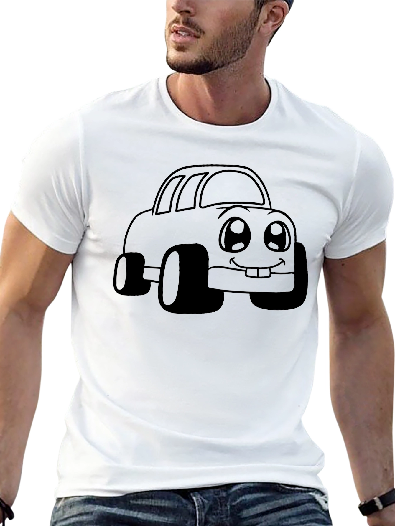 Cartoon Car Graphic Black T-Shirt