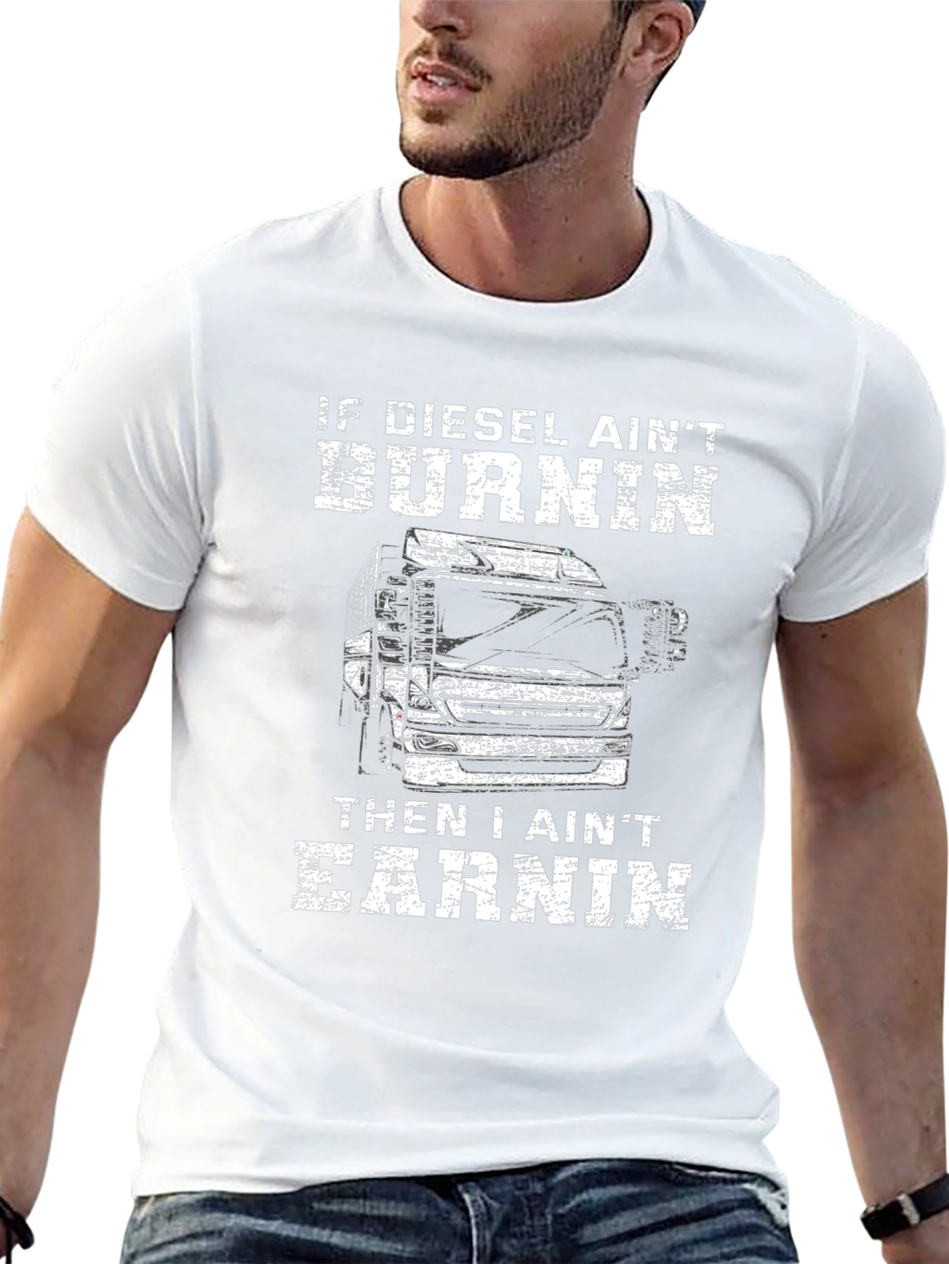 Diesel Burnin Trucker Tee - Black Graphic T-Shirt
