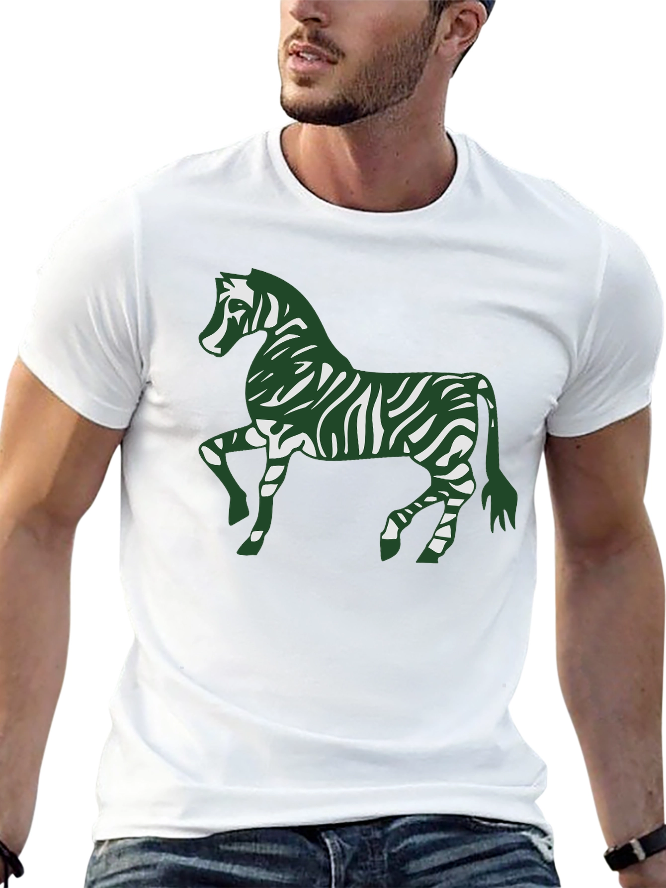 Zebra Print Tee - Stylish Mens Black Cotton T-Shirt