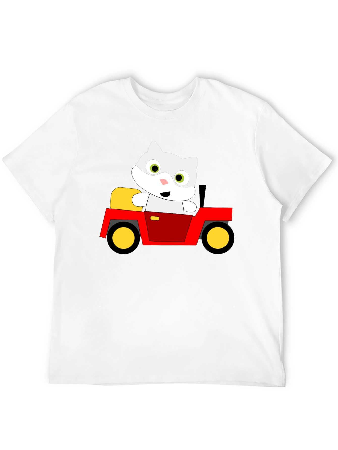 Cute Cartoon Cat in Car Graphic T-Shirt