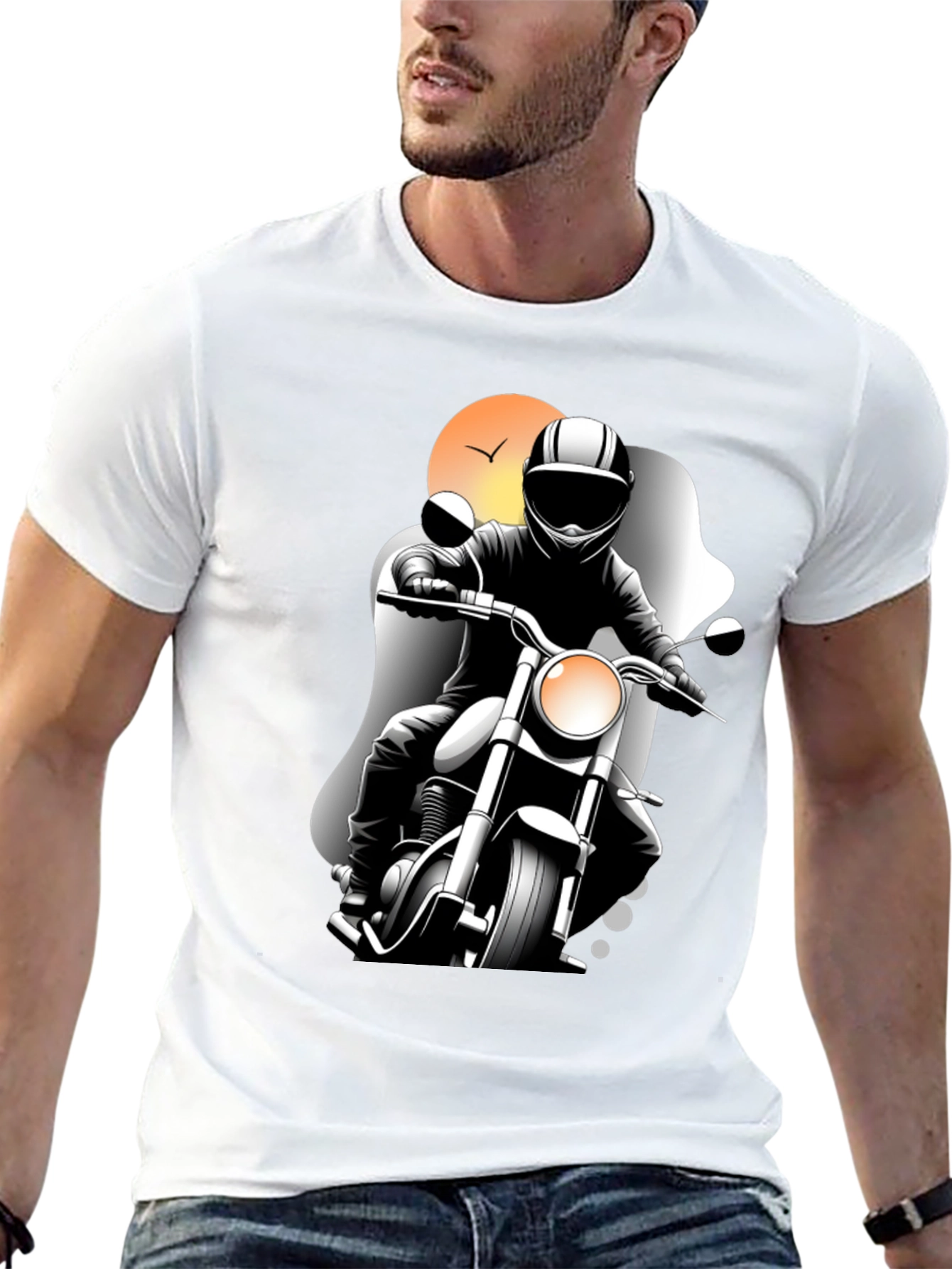 Motorcycle Rider Graphic Tee - Black
