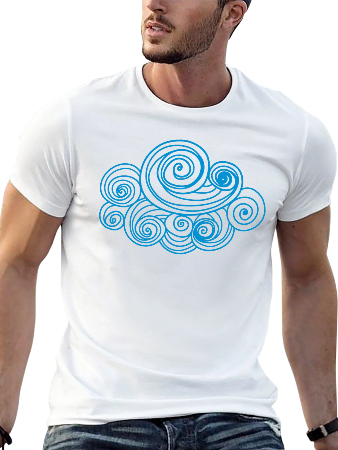 Swirl Cloud Graphic Tee - Modern Design
