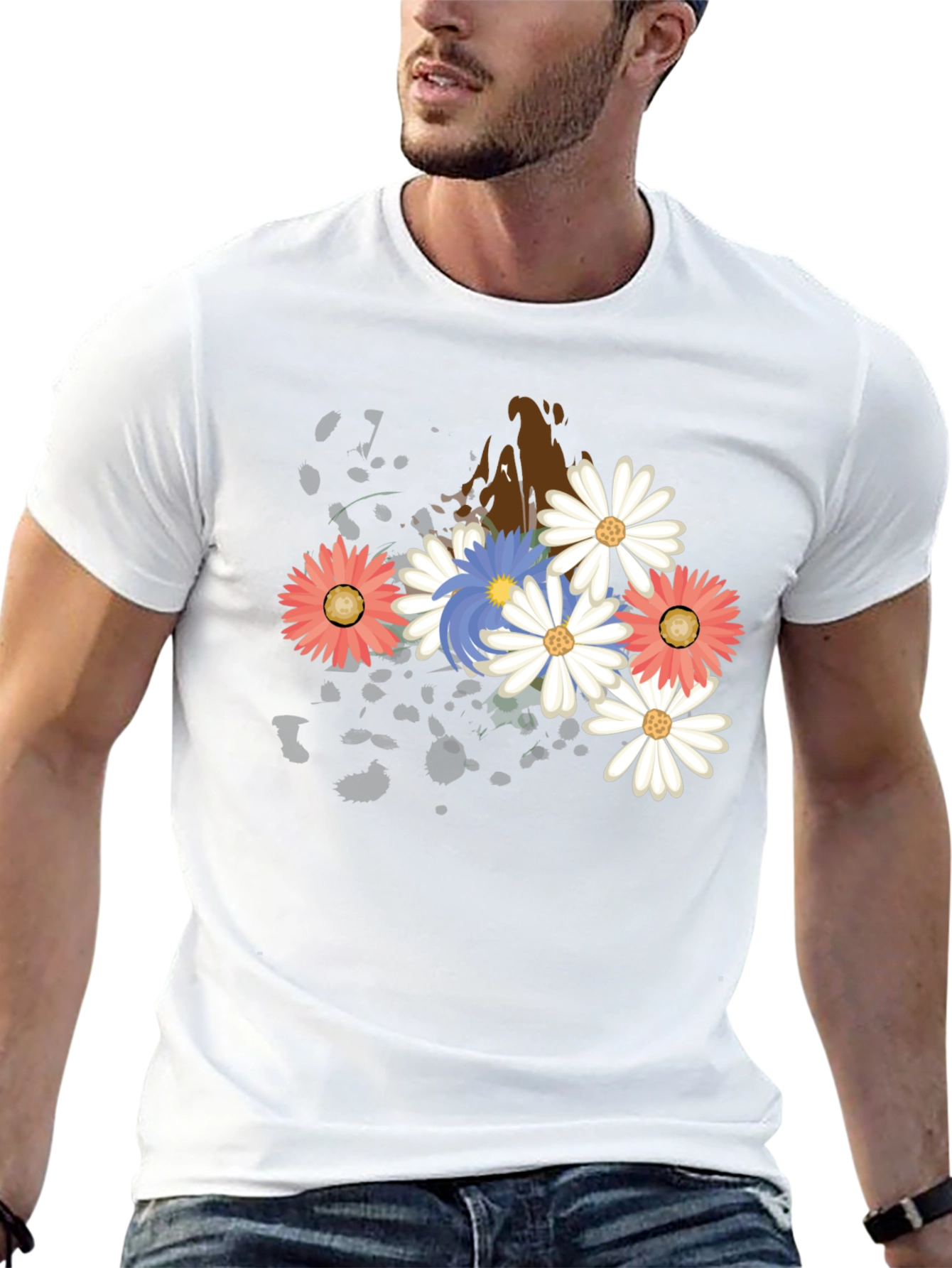 Floral Burst Graphic T-Shirt - Black
