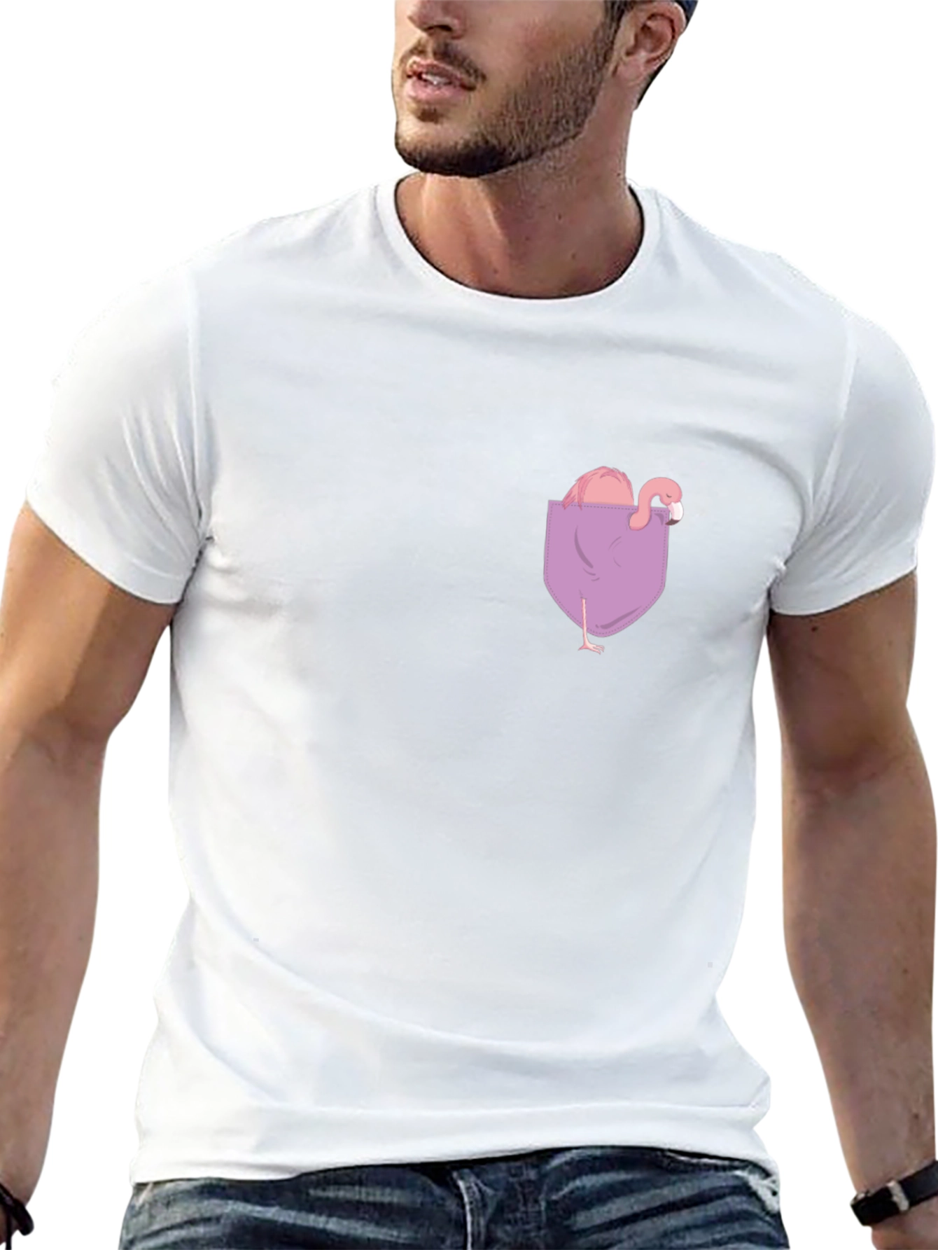 Flamingo Pocket Tee - Quirky & Fun Graphic T-Shirt
