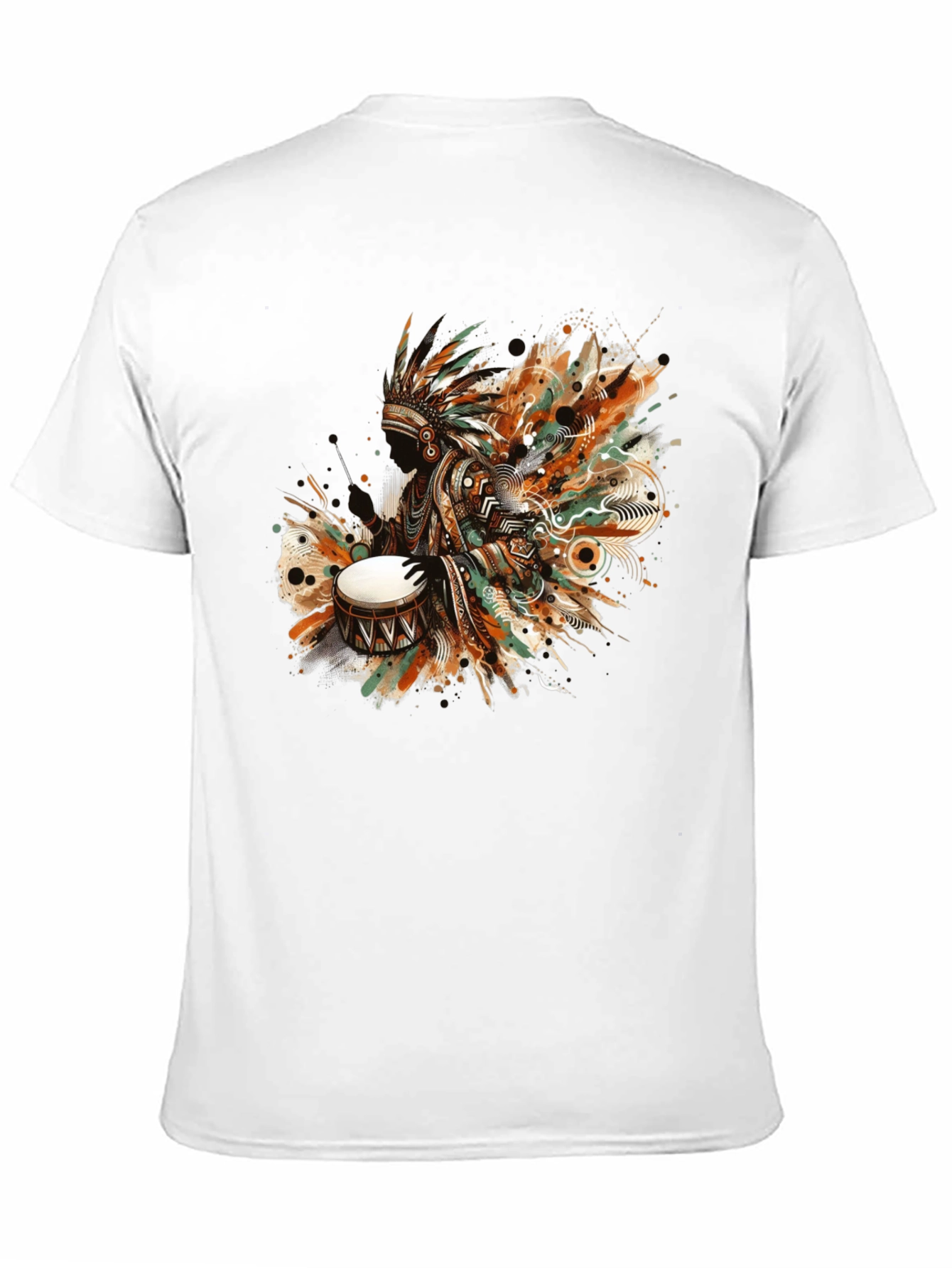 Native American Drummer Graphic Tee - Black