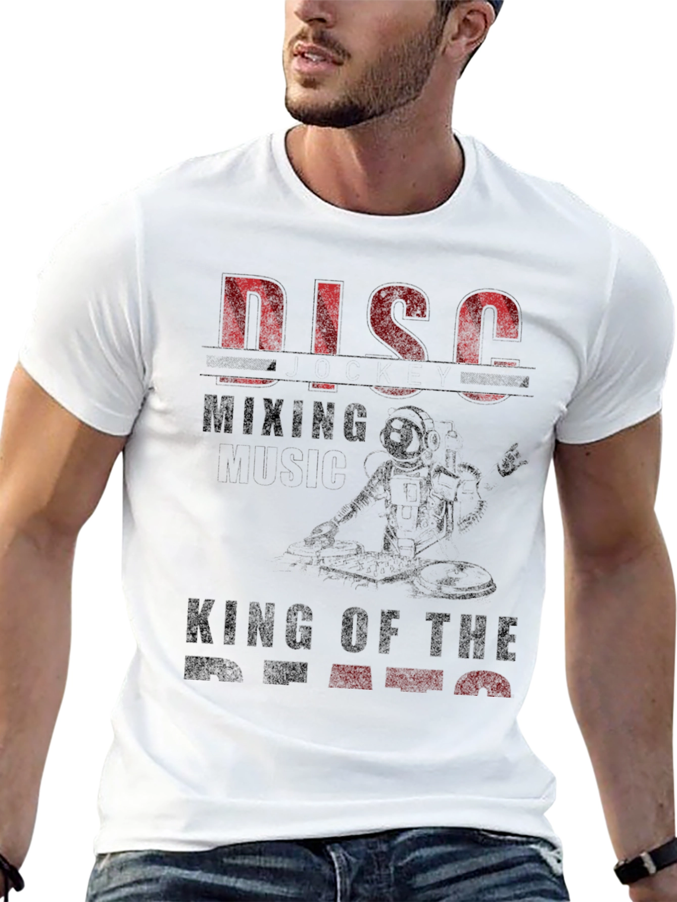 Disco Mixing Astronaut Graphic T-Shirt