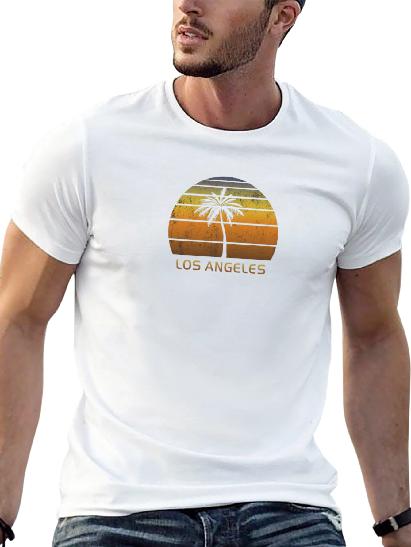 Los Angeles Sunset Palm Tree Graphic T-Shirt