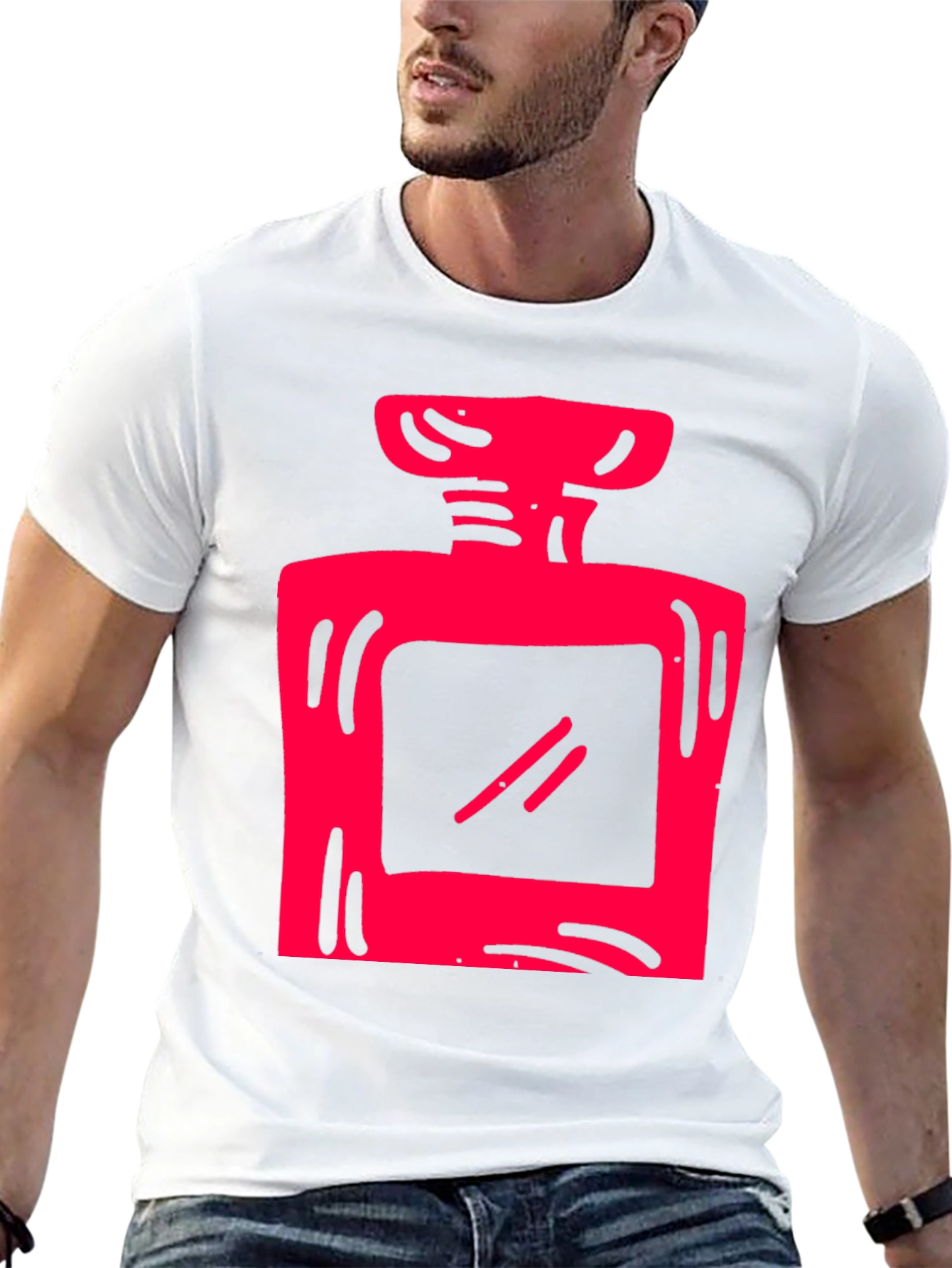 Red Graphic Print Black T-Shirt