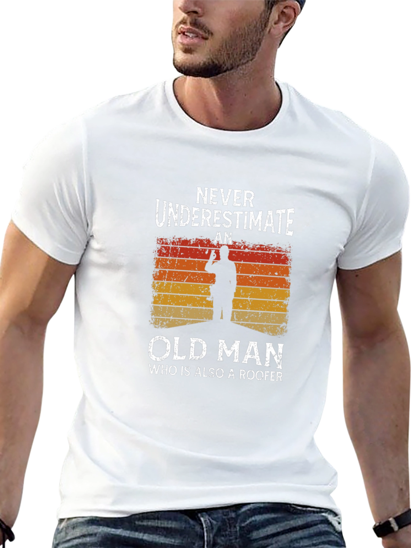 Never Underestimate Old Man Roofer Graphic Tee