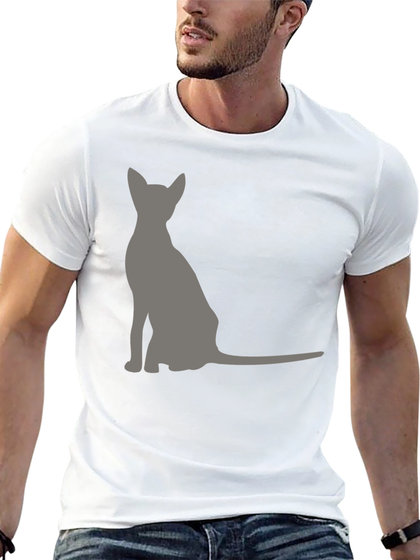 Cool Cat Silhouette Graphic Tee - Black