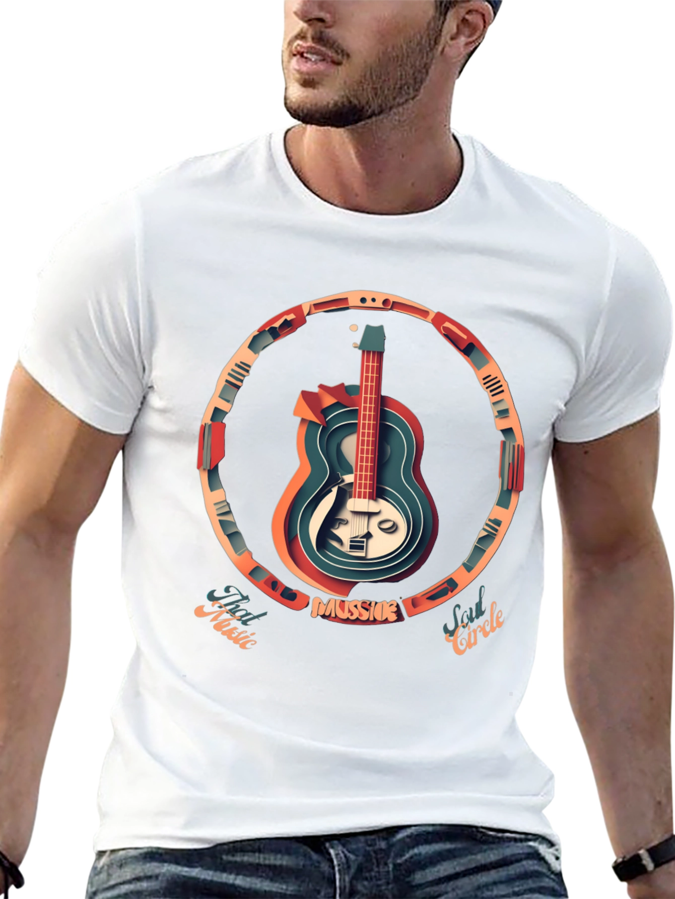 Guitar Circle Graphic Tee - Music Lovers T-Shirt