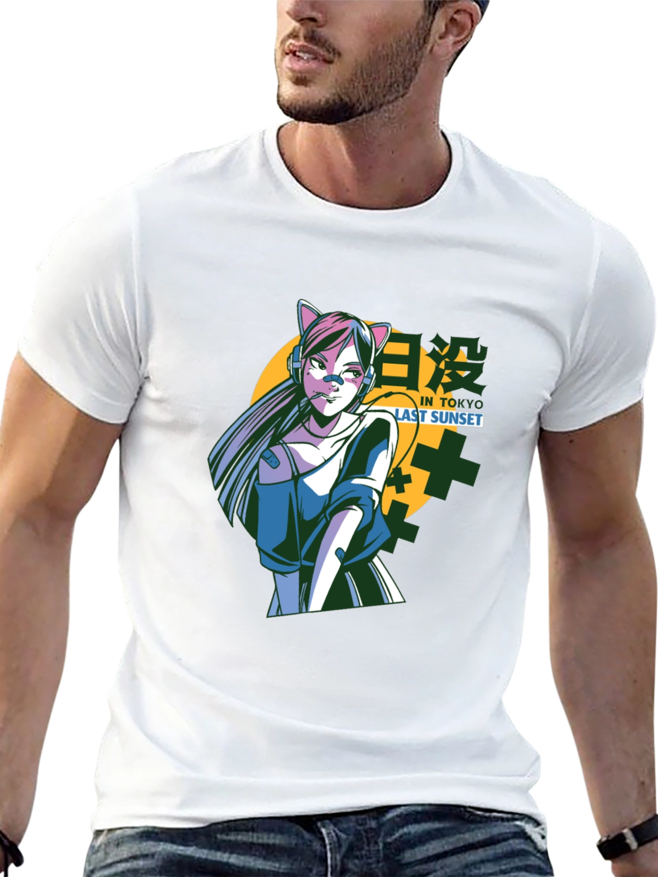 Anime Girl Graphic Black T-Shirt