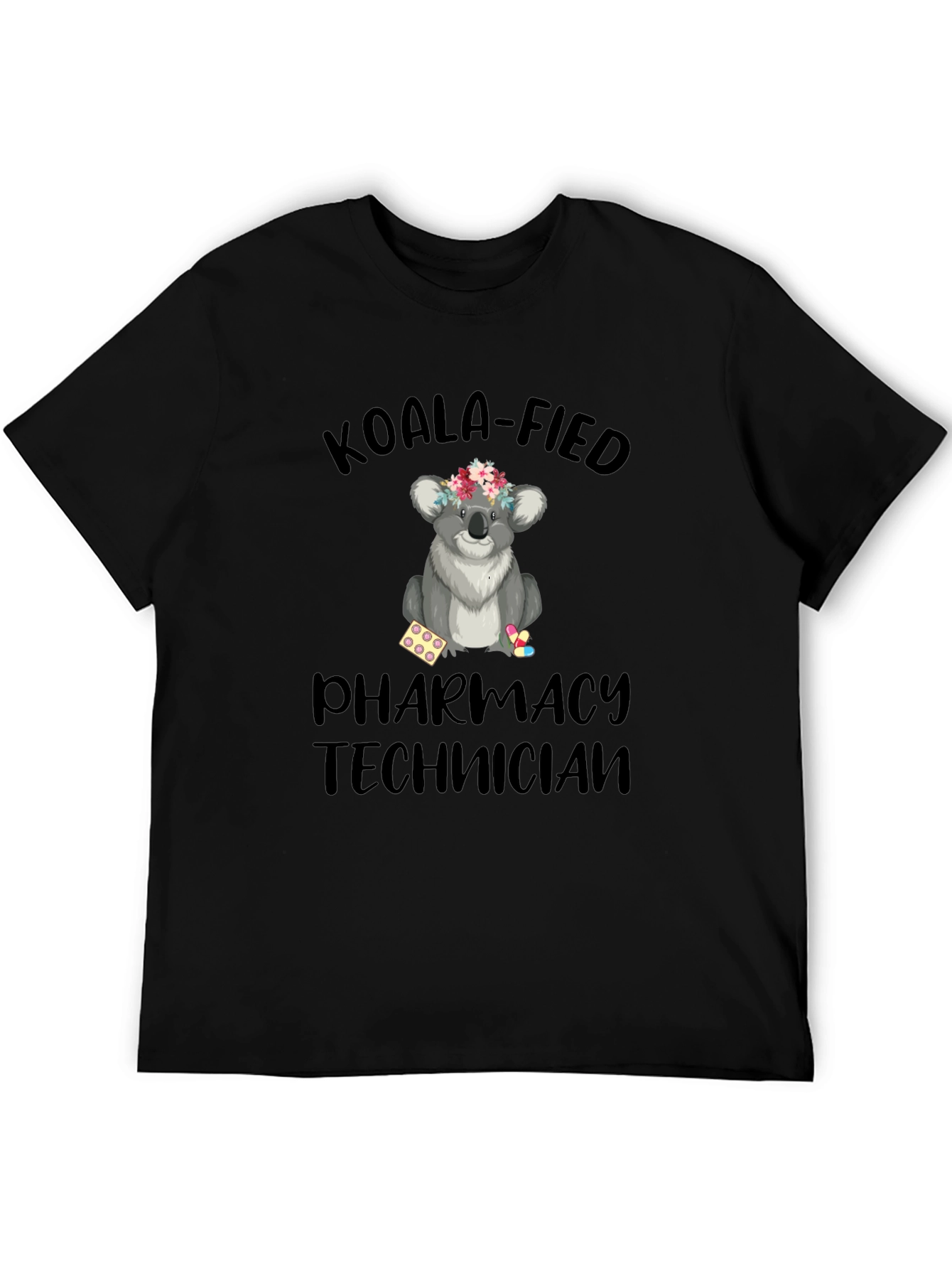 Koala-fied Pharmacy Technician Black T-Shirt