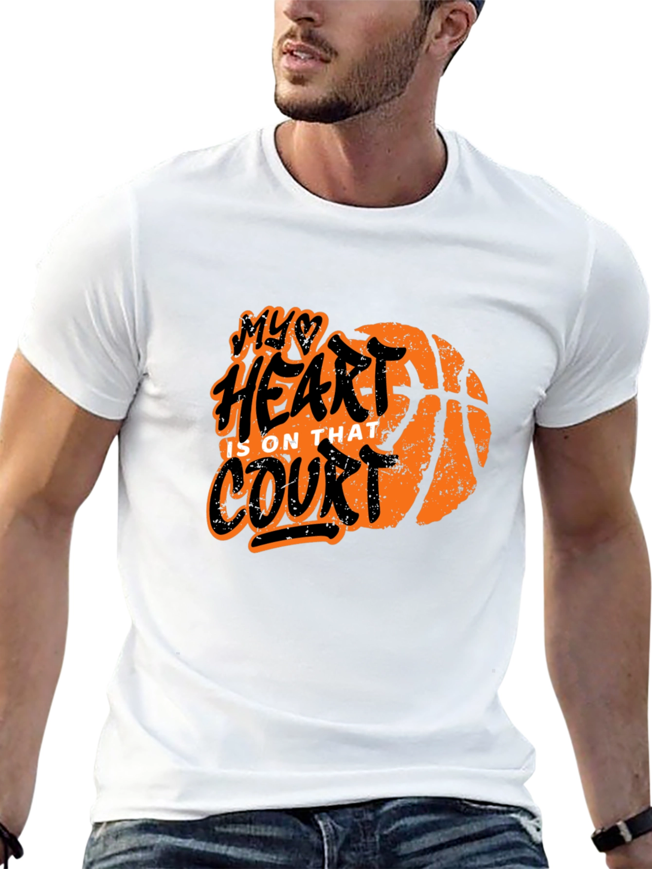 Basketball Heart Court Graphic T-Shirt