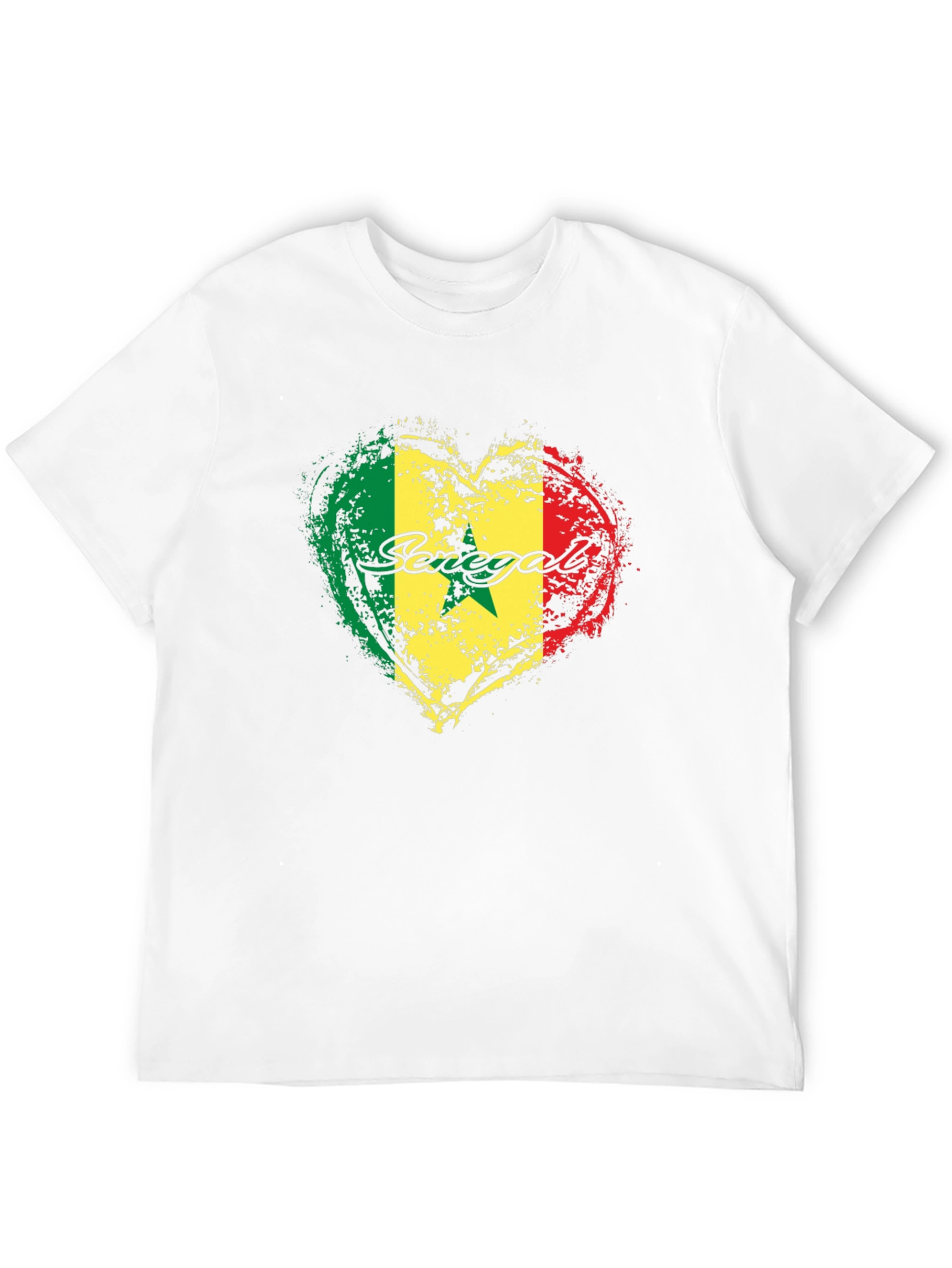 Senegal Heart Flag Graphic Black T-Shirt