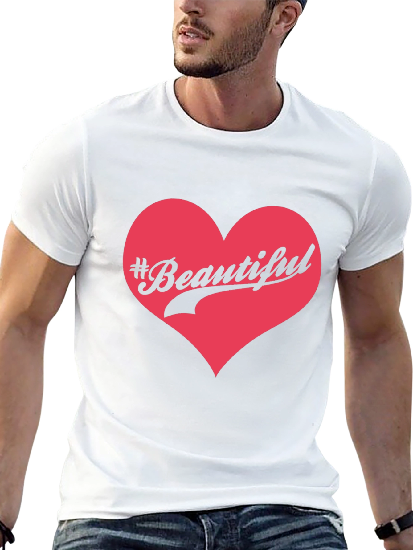 Beautiful Heart Graphic Mens Black T-Shirt