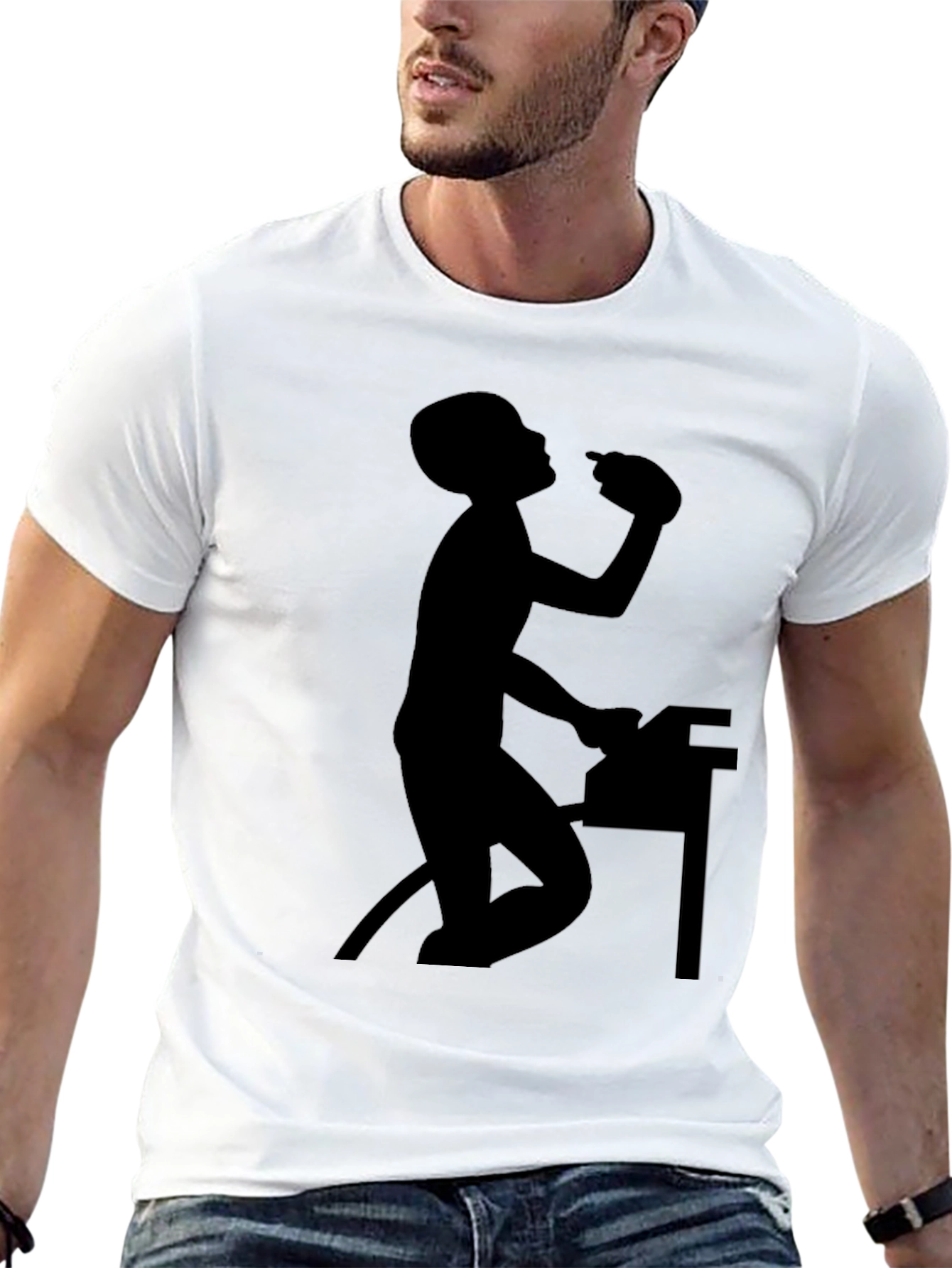 Funny Drinking Monkey Black T-Shirt
