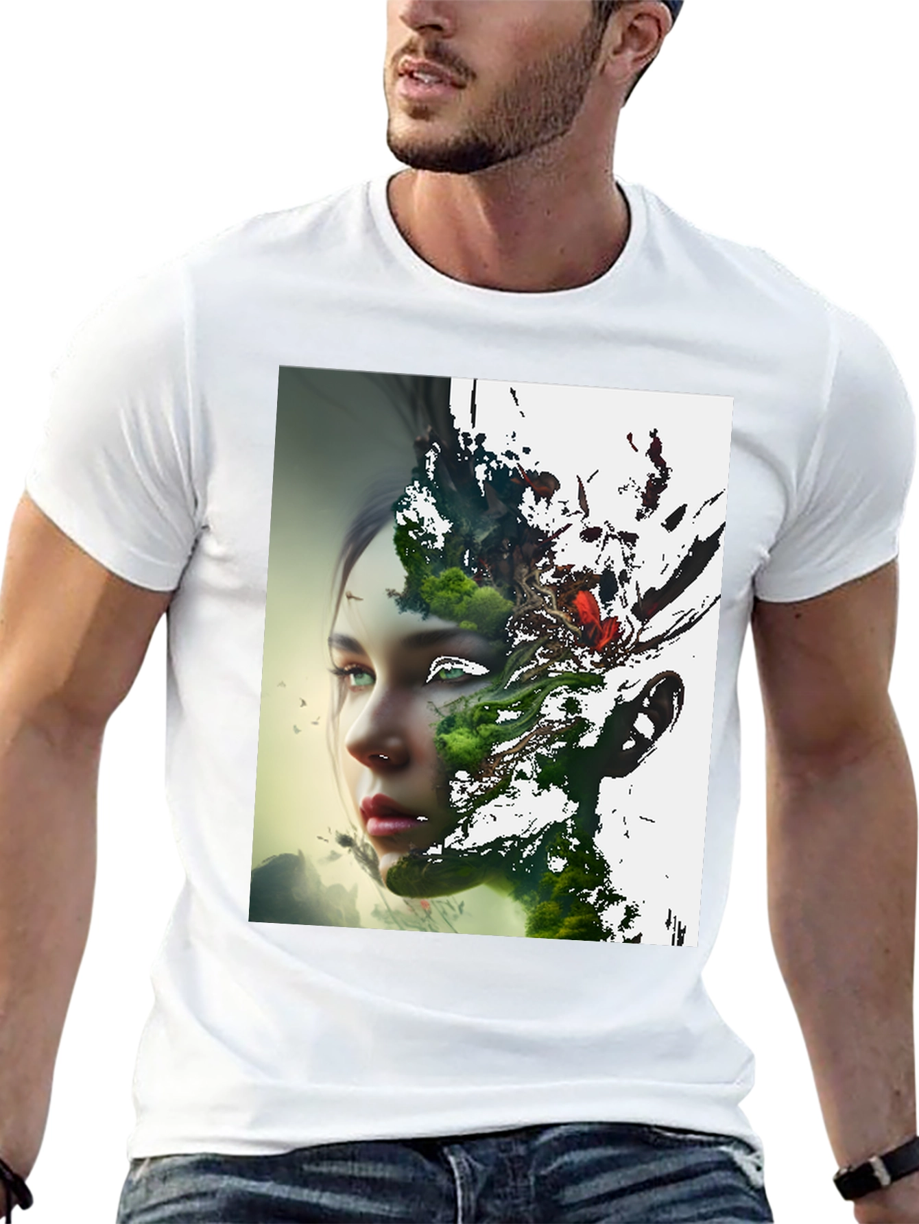Nature Meets Portrait Black Tee