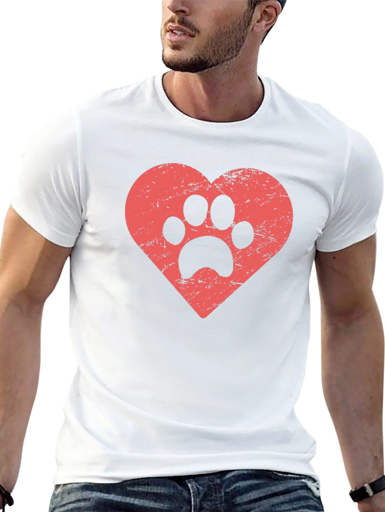 Dog Paw Heart Graphic Tee - Black
