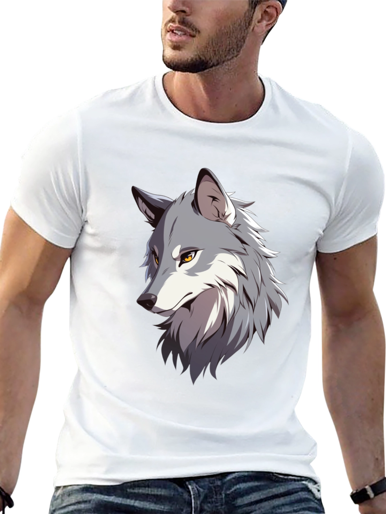 Wolf Graphic Print T-Shirt - Stylish Animal Tee