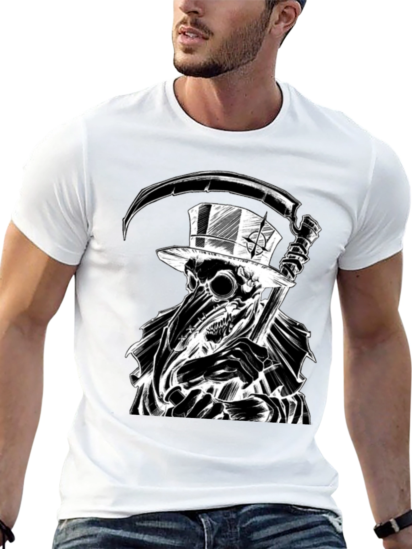Grim Reaper Plague Doctor Graphic T-Shirt