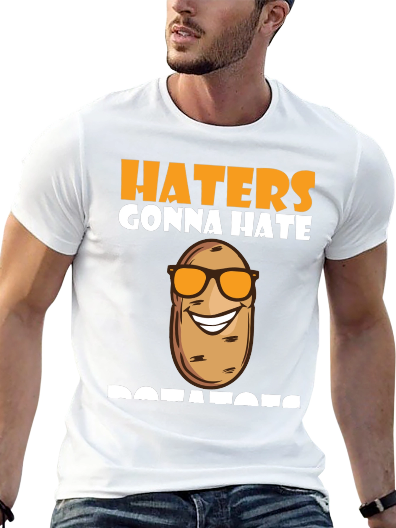 Haters Gonna Hate Cool Potato Sunglasses Black T-Shirt