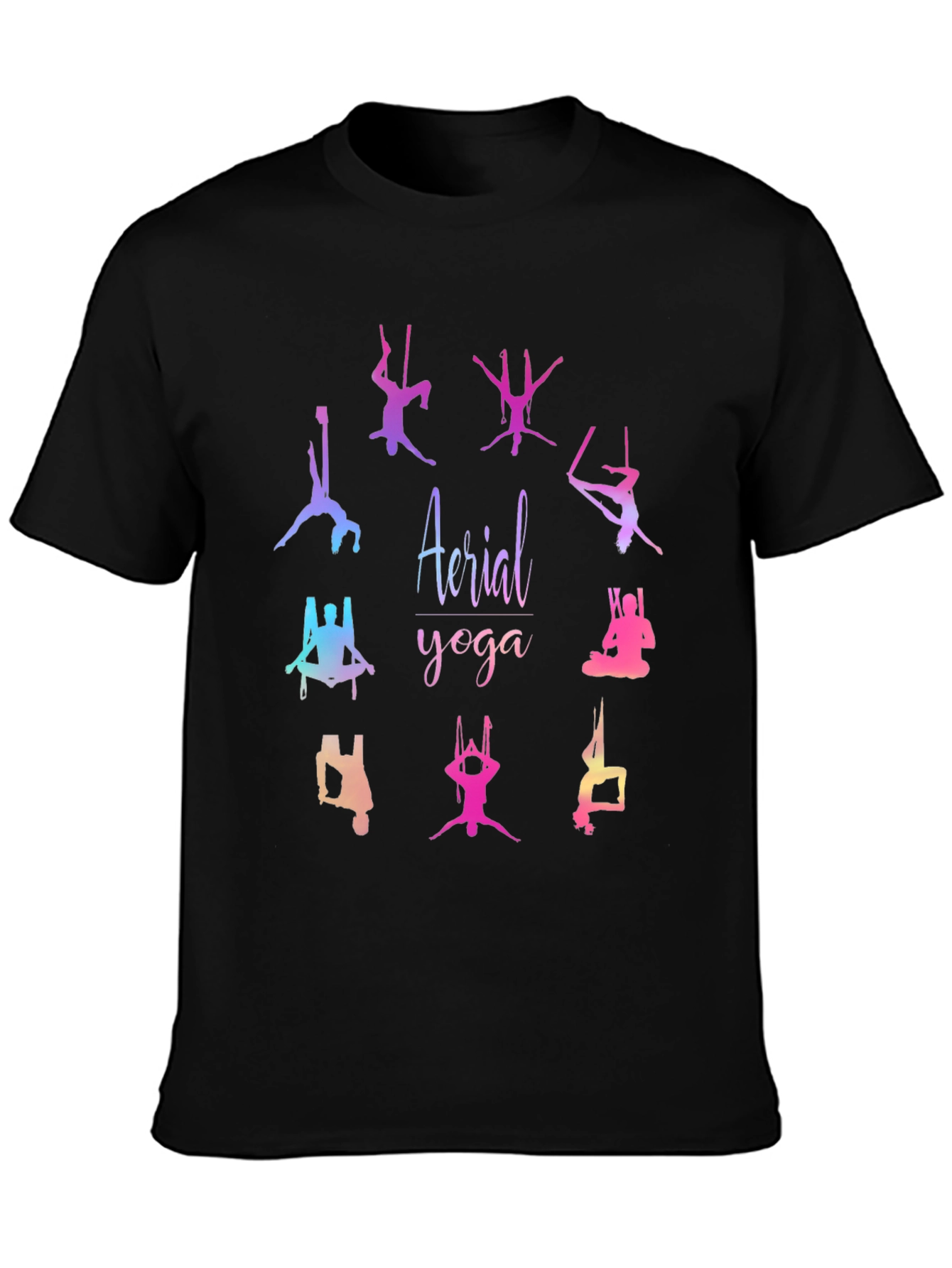 Aerial Yoga Graphic T-Shirt - Black Cotton Blend Tee