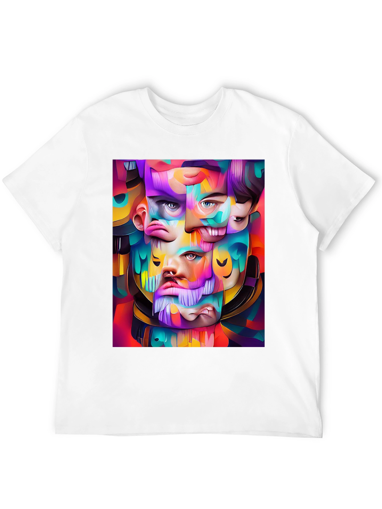 Abstract Face Art Graphic Print Black T-Shirt