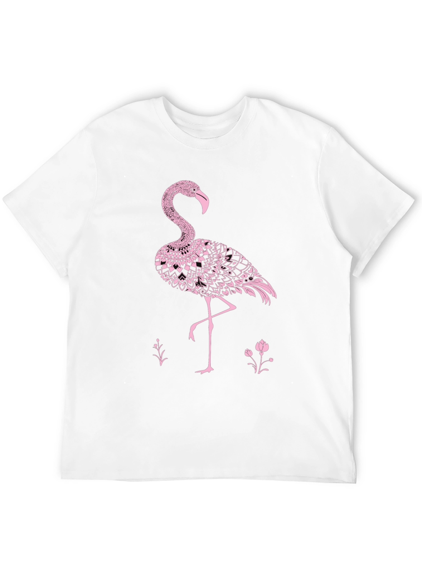 Flamingo Graphic Tee - Black Cotton Casual Shirt