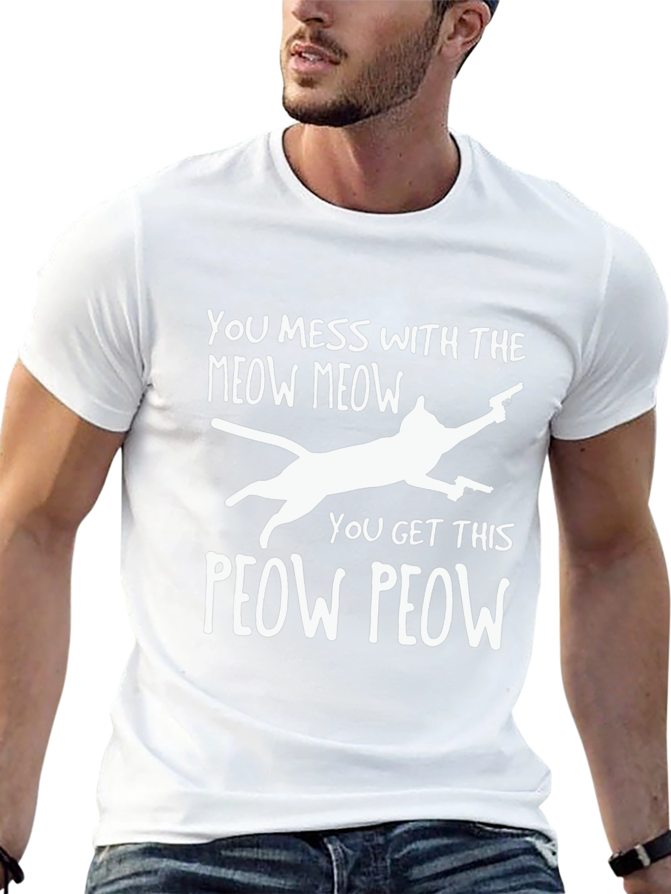 Meow Meow Peow Peow Funny Cat T-Shirt
