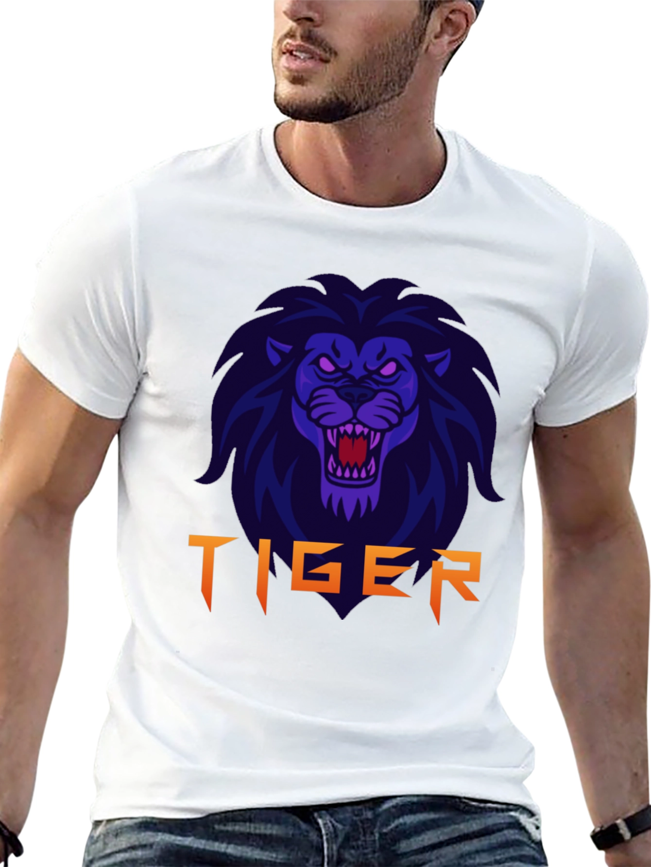 Mens Black Lion Graphic T-Shirt