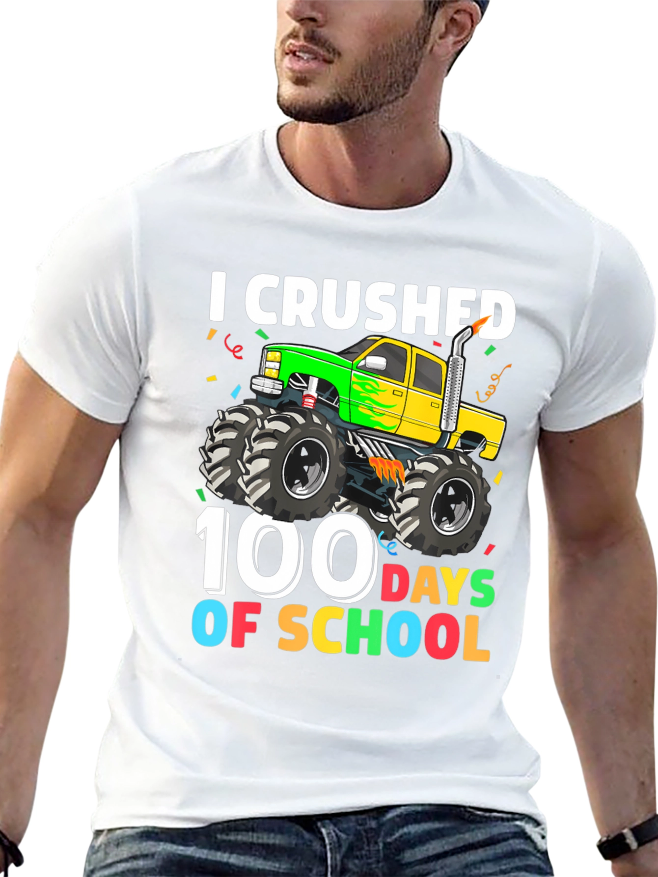 100 Days of School Monster Truck T-Shirt