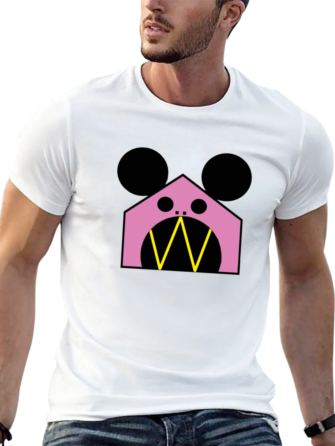 Pink Monster Graphic Black T-Shirt