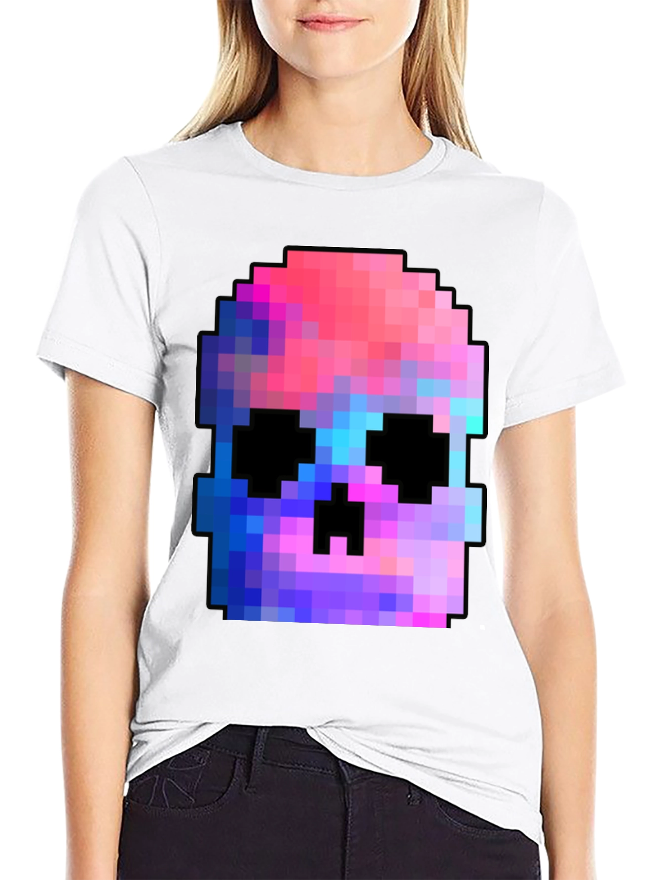 Pixel Skull T-Shirt - Black Graphic Tee