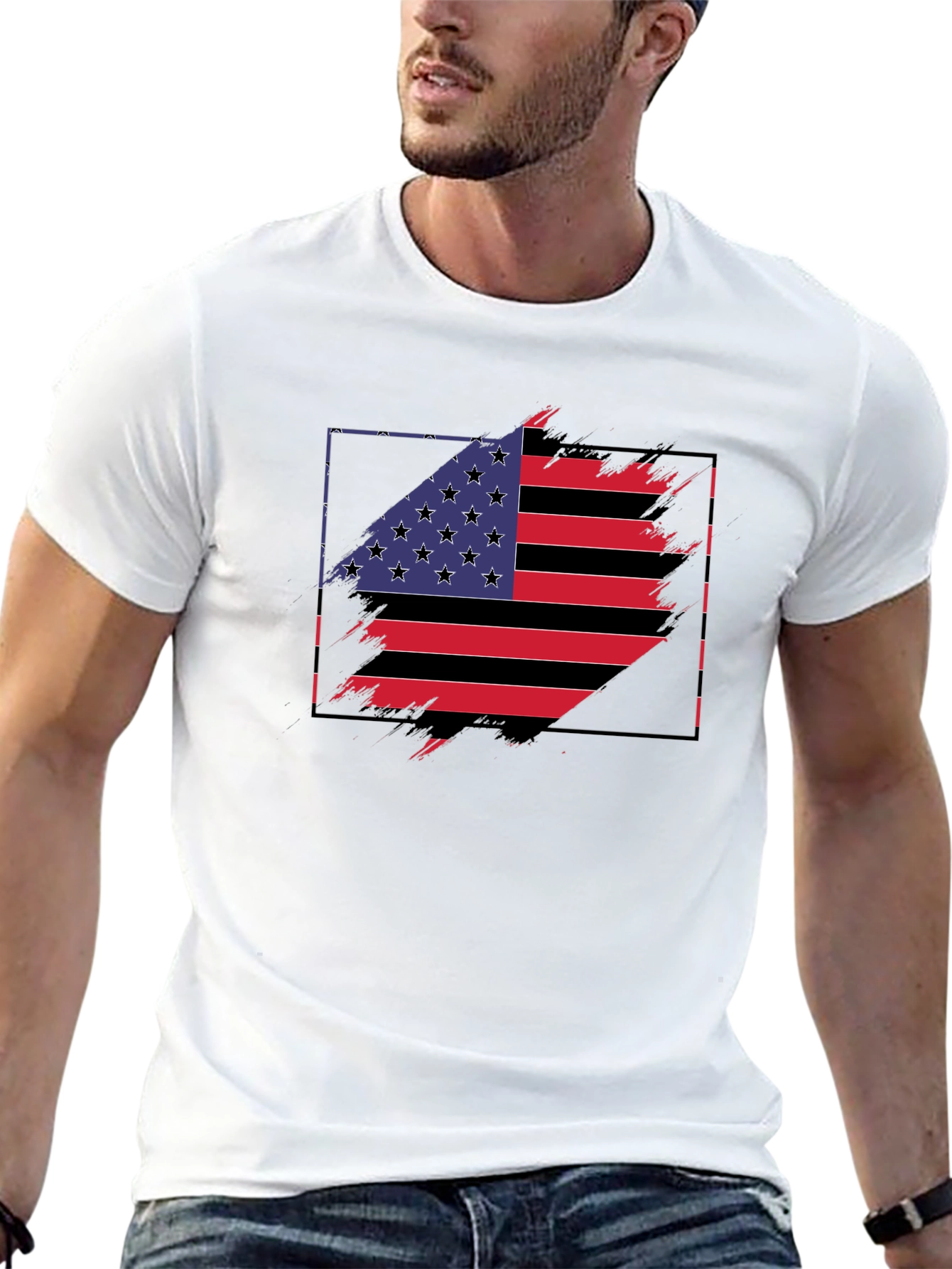 USA Flag Graphic Tee - Patriotic Style