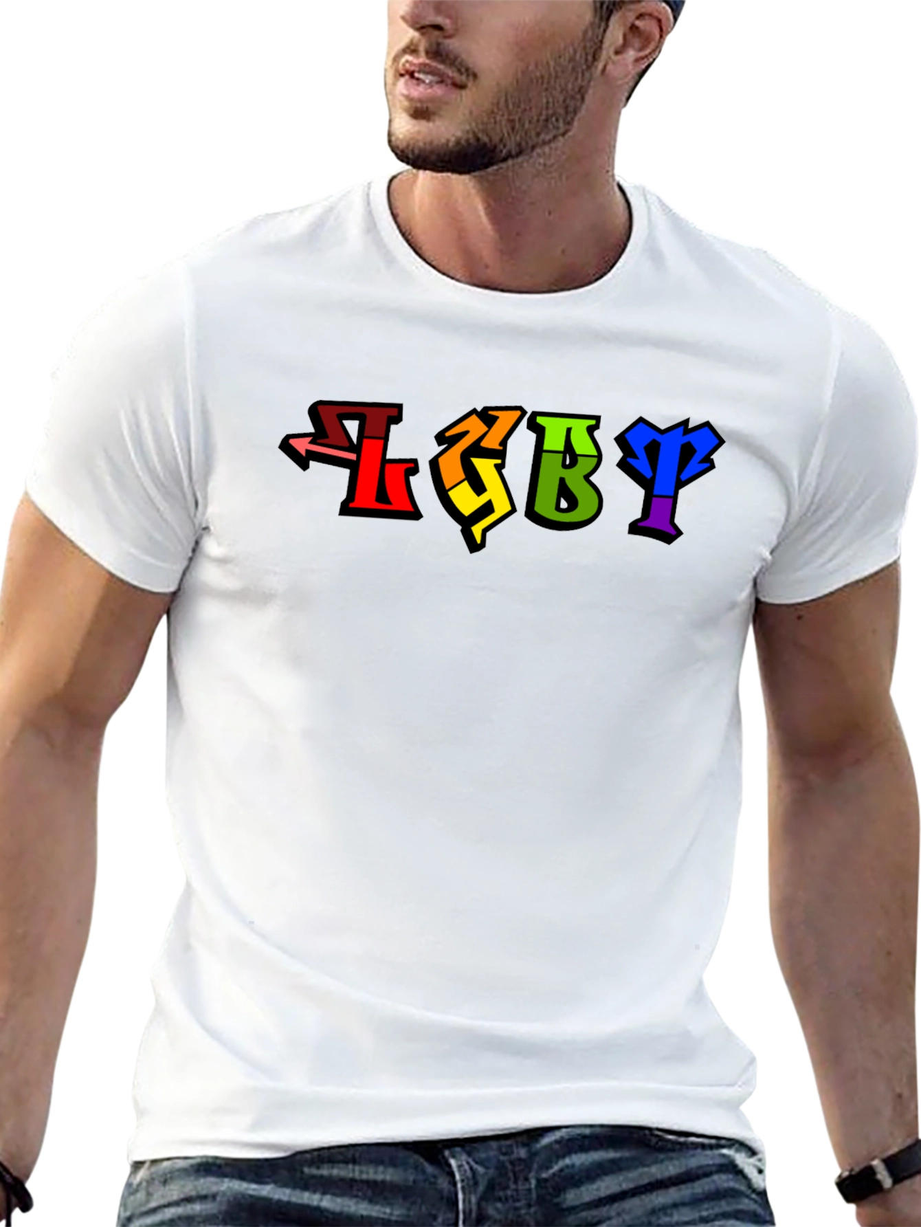 LGBT Pride Rainbow Lettering Black T-Shirt
