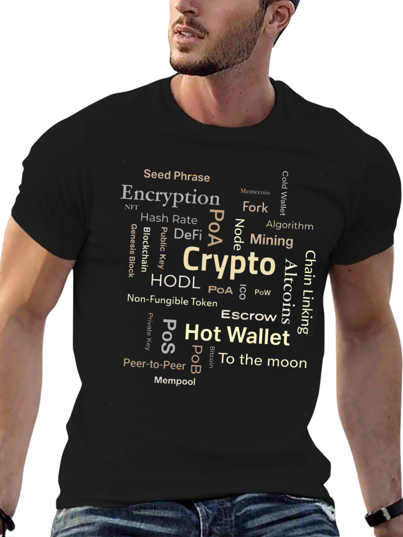 Crypto Word Cloud T-Shirt - Blockchain Bitcoin NFT