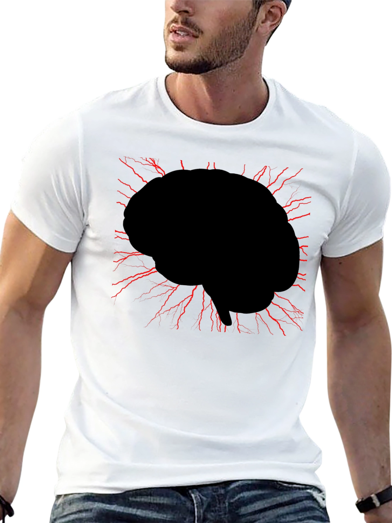 Brain Power Black Tee - Electrifying Mind T-Shirt
