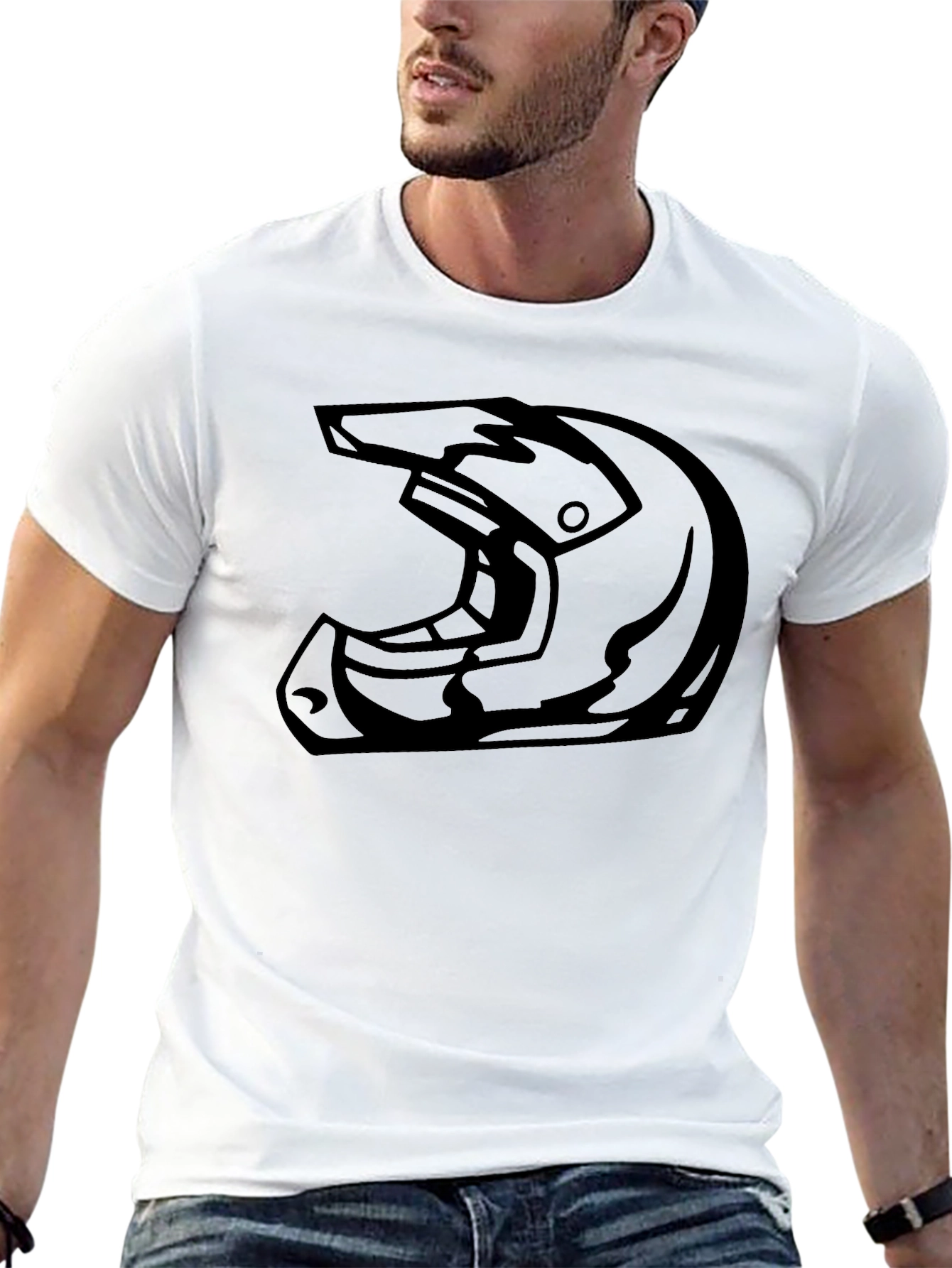 Black Helmet Graphic Tee - Moto Style Shirt