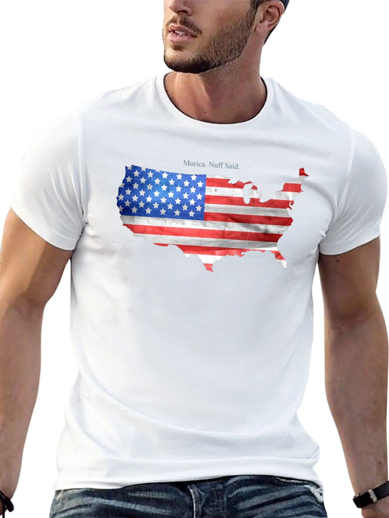 USA Flag Map T-Shirt Patriotic Murica Tee