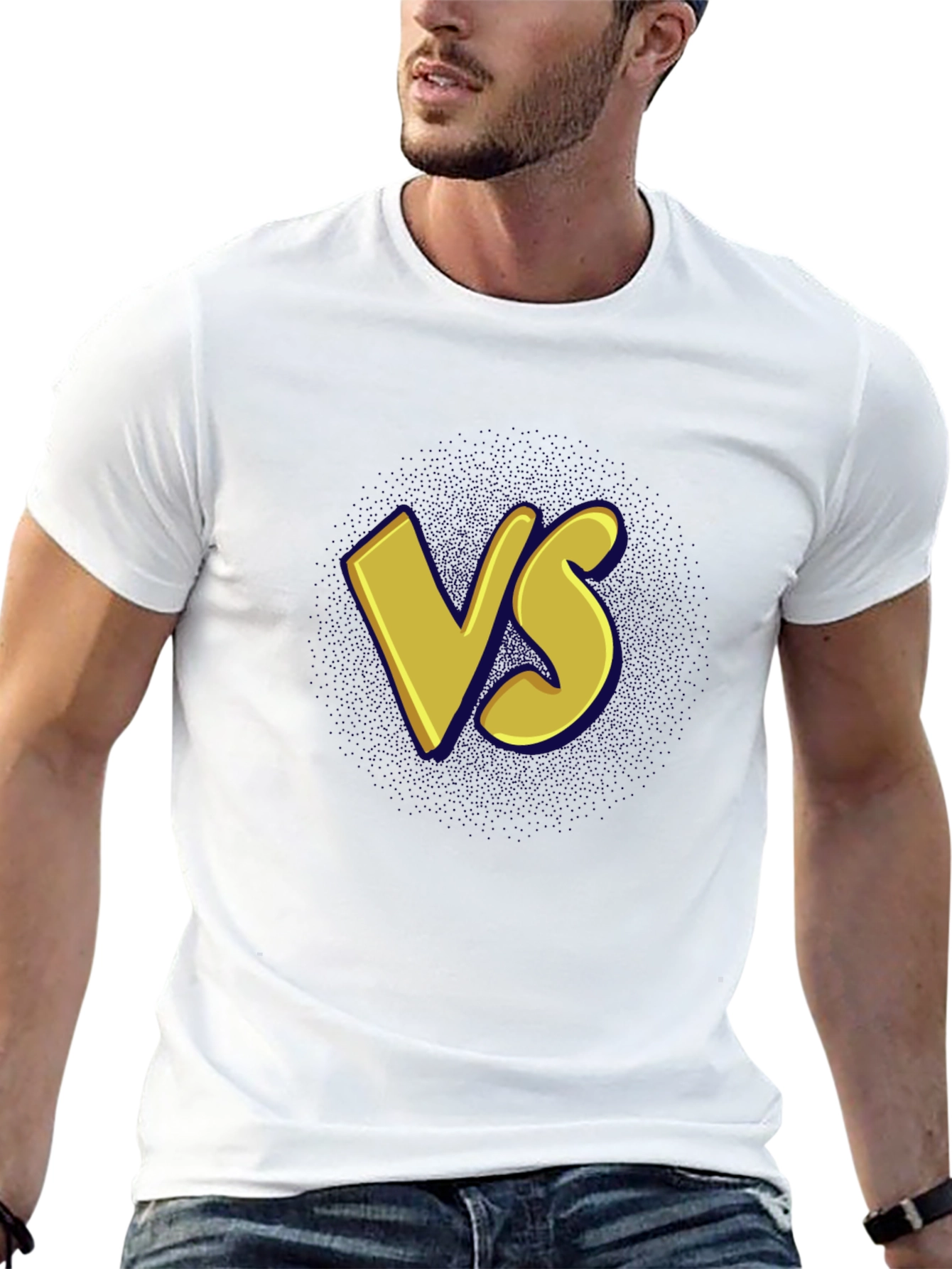 Versus Graphic Tee - Black Cotton Casual T-Shirt