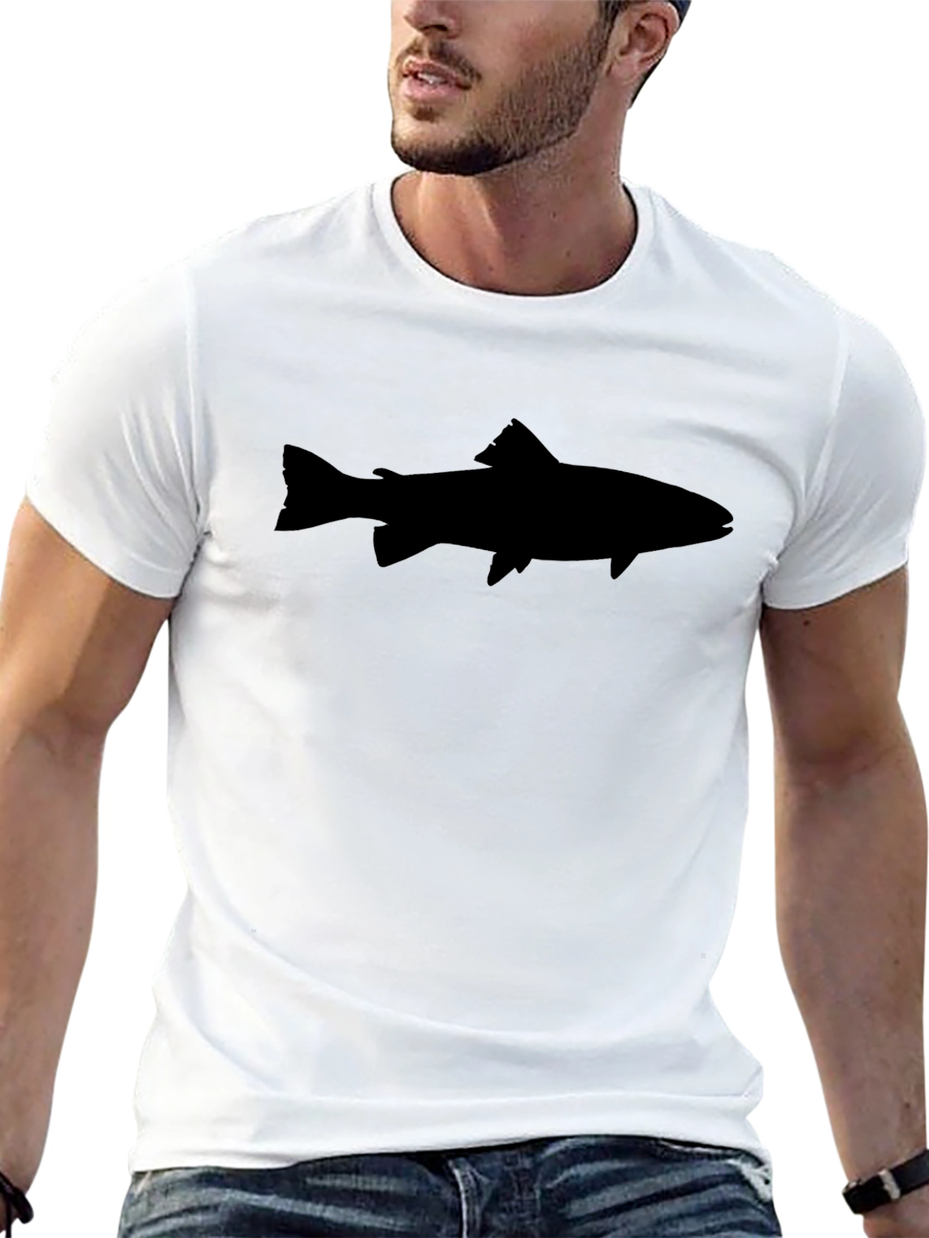 Mens Black Fish Silhouette Graphic Tee