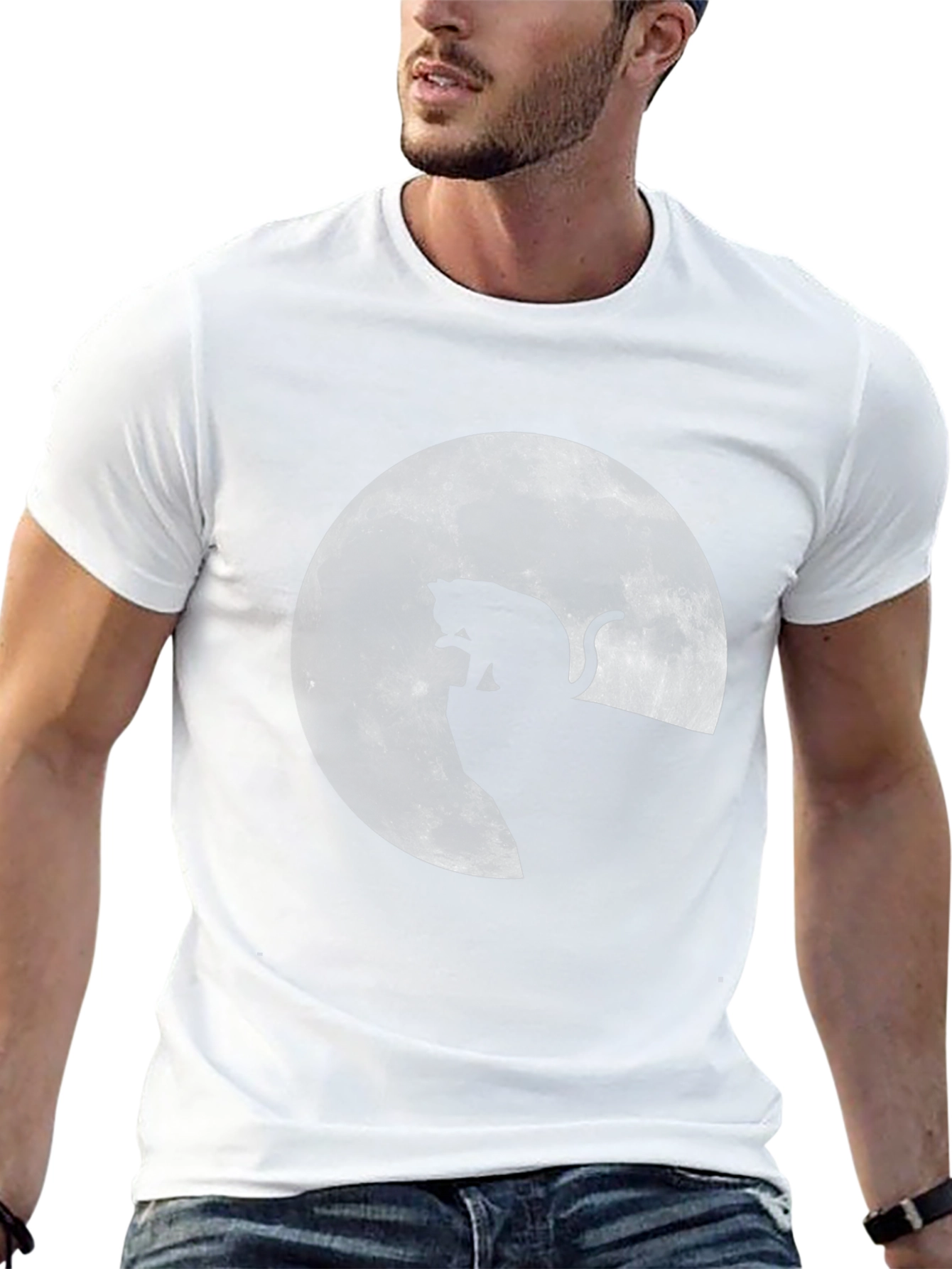 Cat on the Moon Graphic Tee - Black