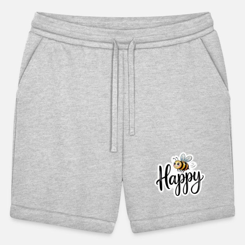 Whimsical Bee and Happy Text Artwork