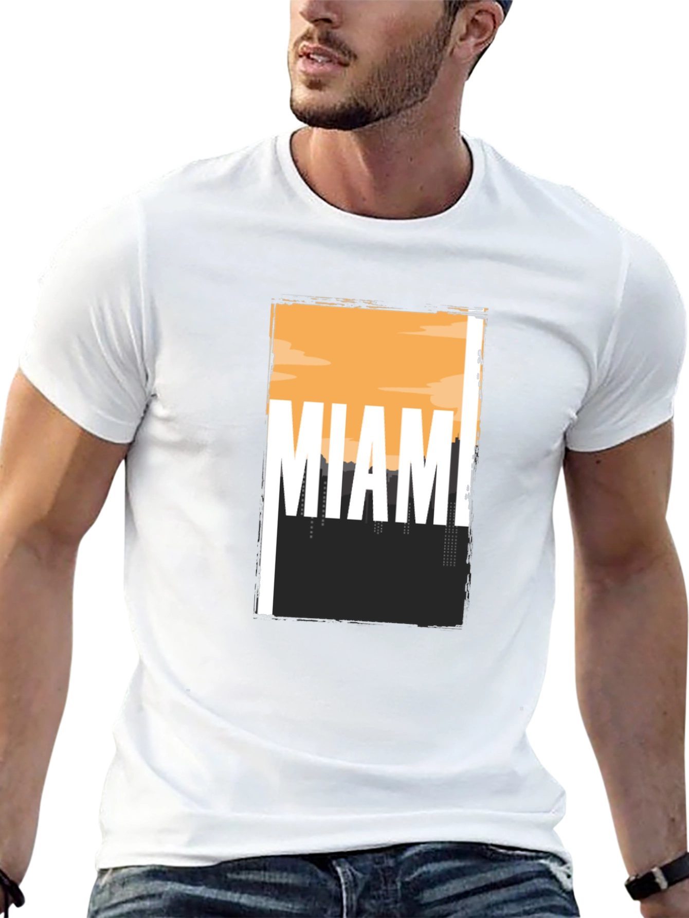 Miami Skyline Graphic Tee - Soft Cotton Blend