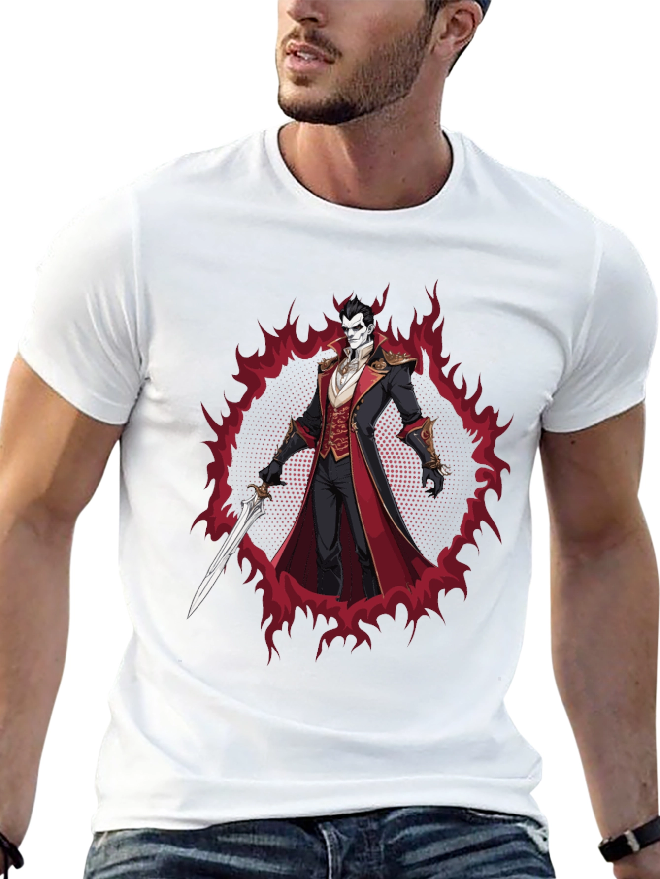 Vampire Lord Graphic Tee - Dark Fantasy Style