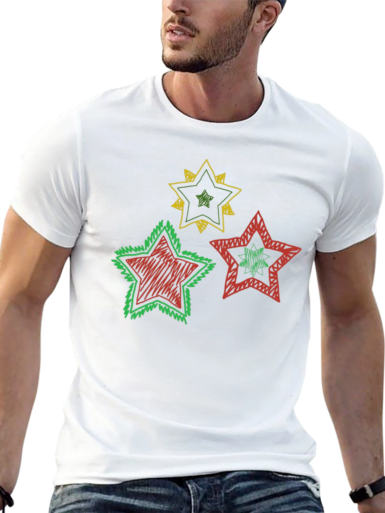 Rasta Stars Graphic Tee - Black Cotton Blend Shirt